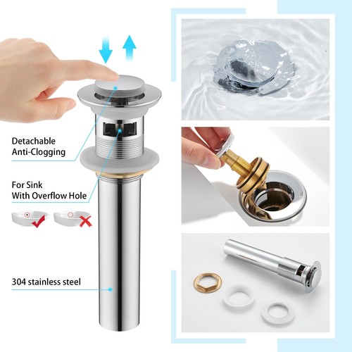 Widespread Bathroom Faucet 3 Hole Chrome 8 inch 2 Handle Faucet with Pop Up D... - Picture 5 of 7