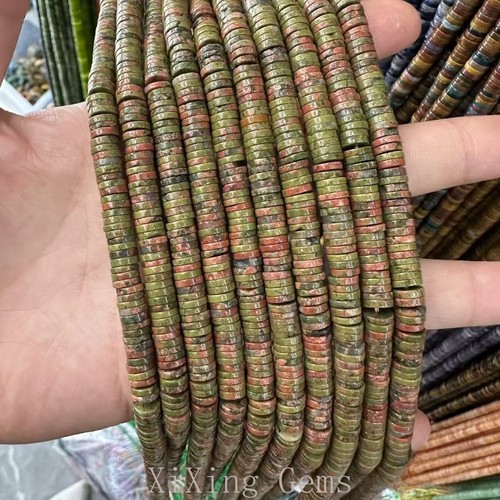 1x6 mm Natürlicher Unakit Jaspis Heishi Scheibe Zwischenring Perlen für Schmuck Herstellung Zum Selbermachen - Bild 2 von 6