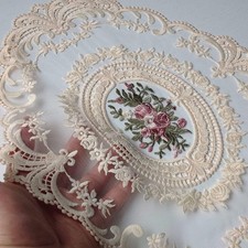 1Pack Retro Lace Placemats, French Crochet Doilies, Handmade Embroidered Table M