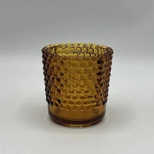 Amber Hobnail Toothpick Holder