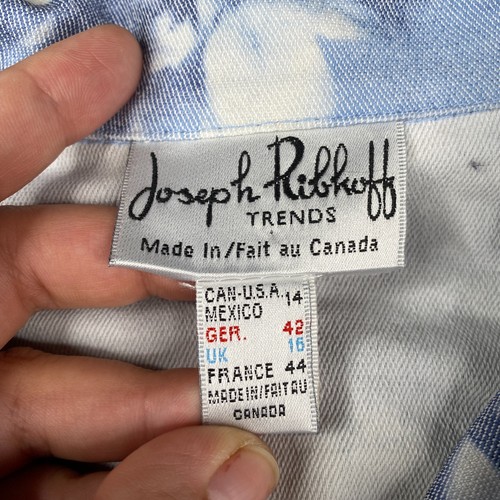 Joseph Ribkoff Short Jacket Women Size 14 Blue Tie Dye Button Up Canvas - Picture 6 of 11