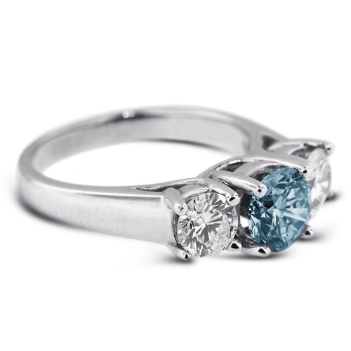 Klassischer Verlobungsring 5,70 kt blau I1 Rundschliff natürliche zertifizierte Diamanten Platine - Bild 3 von 11