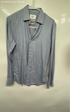 Figaret Paris Mens Blue Cotton Long Sleeve Double Retors Dress Shirt Size 38