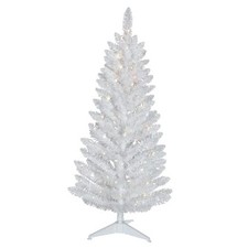 4FT Artificial Christmas Tree with Stand Small Lighted Xmas Tree 122 4ft White