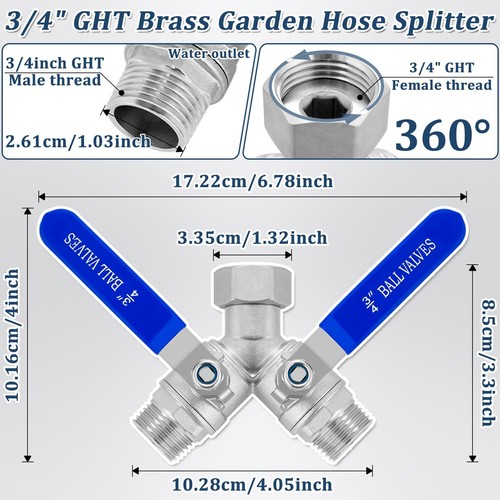 Garden Hose Splitter 2 Way Heavy Duty, Stainless Steel Hose Splitter With Lon... - Picture 3 of 7