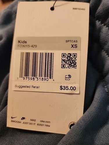 New NIKE boy/ girls SPORTSWEAR CLUB FLEECE 5" FRENCH blue TERRY SHORTS Sz XS - Picture 6 of 6
