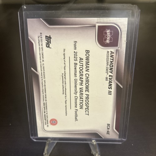 Anthony Evans III 25 Bowman Chrome U 1st Prospect Blue Refractor Auto /150 - Bild 2 von 2