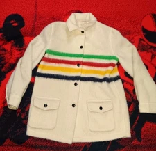 Hudson’s Bay Point Blanket Jacket Vintage Wool Rainbow Coat Chest 40” READ