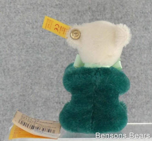 Mini oso Dolly Steiff 1991 1913 réplica mohair verde y blanco 12 cms Ean 030703 - Imagen 2 de 3