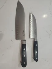 Calphalon Knives 7" AND 5" Santoku  Full Forged No Stain Set Of 2 