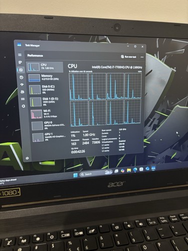 Acer Gaming Laptop GTX 1050 i7 7th Gen 16G Ram 256WD11 SSD 1Tb Storage FHD 1080 - Picture 3 of 6