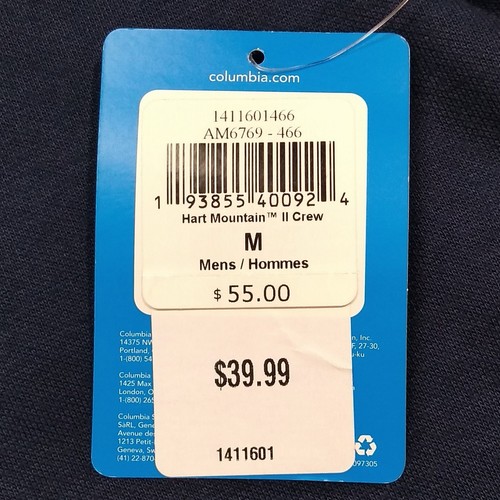 Columbia Hart Mountain II Pullover Sweatshirt Herren M Navy Blau L/S Crew Neu mit Etikett - Bild 5 von 9