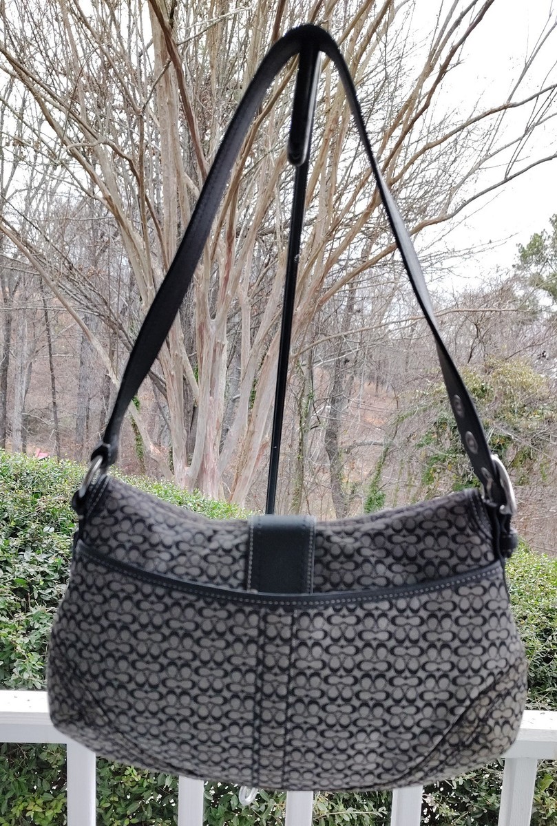 Coach MEDIUM F12309 Vintage Black Soho Y2K Signature C Canvas