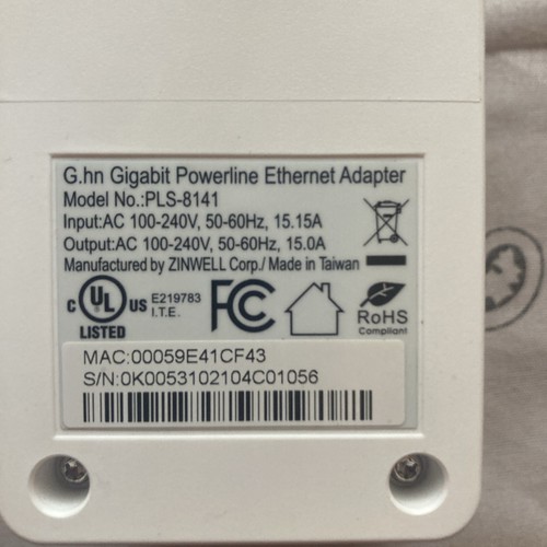 Zinwell G.hn Gigabit Powerline Ethernet Adapter (PLS-8141) NOT FULLY TESTED! - Picture 2 of 7