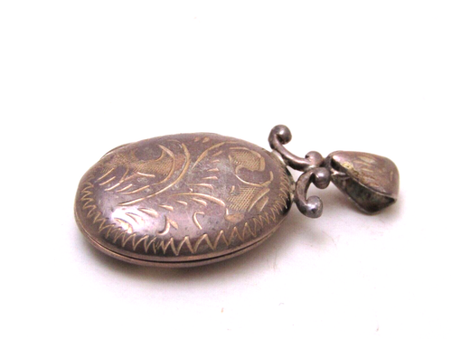 Sterling Silver 925 Oval Locket Pendant Engraved Etched Flower Frame Hinged 5.5g - Imagen 3 de 5