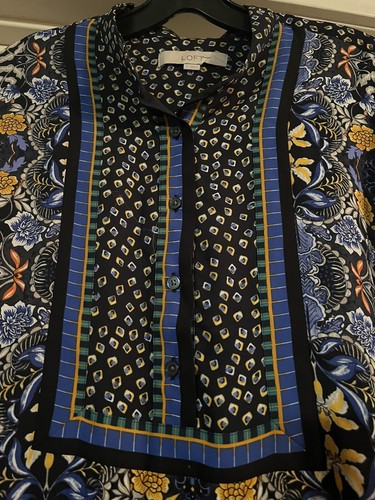 LOFT Bohemian Pullover mit Kontrastprints Gr. S Langarm abgerundeter Saum Bluse - Bild 6 von 10