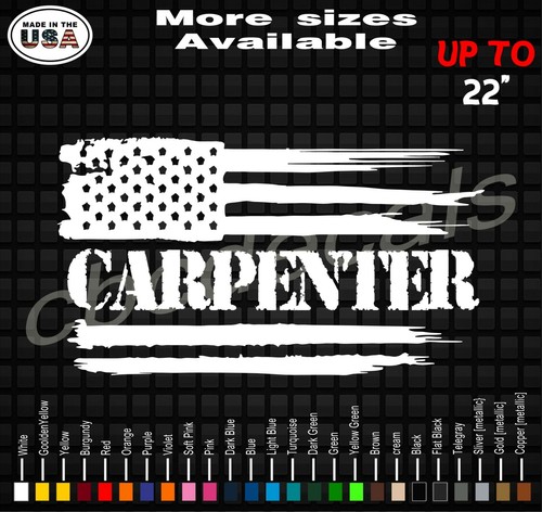 Carpenter American Flag Vinyl Decal Sticker | Carpenter Decals / Stickers - Picture 1 of 13