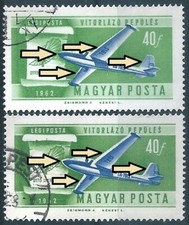 20969 Hungary Transport Aviation Sport Glider Used ERROR Shifted Colour