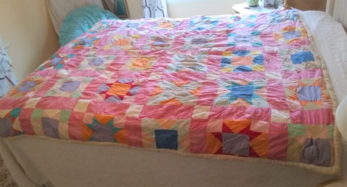 Southern Hand Sewn Hand Knotted Old Vintage Crazy Patchwork Quilt - Picture 7 of 11