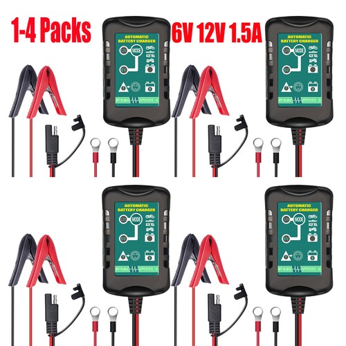 12V/6V 1.5A Automatic Battery Charger Motorcycle Trickle Car Battery Maintainer - Picture 1 of 21