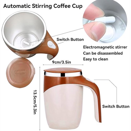 Automatic Self Mixing Magnetic Stainless Steel Coffee Cup Milk Self Stirring Mug - Picture 5 of 14