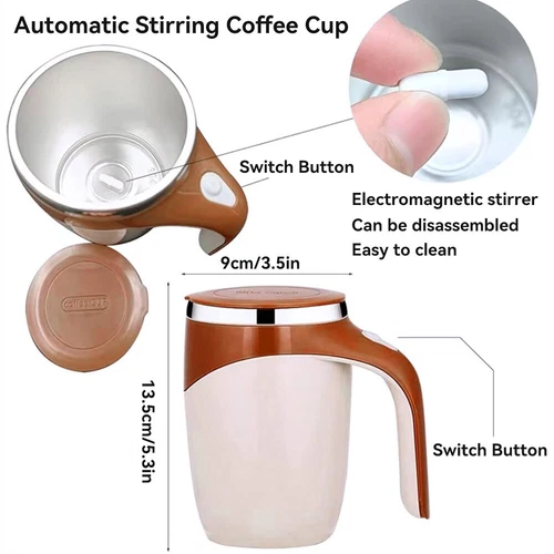 Automatic Self Mixing Magnetic Coffee Cup Stainless Steel Milk Self Stirring Mug - Picture 6 of 20