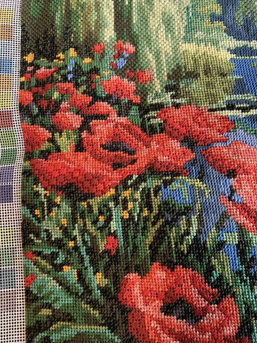 Almohada o marco de amapolas junto al lago punta de aguja dimensiones completas 16" x 11" - Imagen 7 de 7