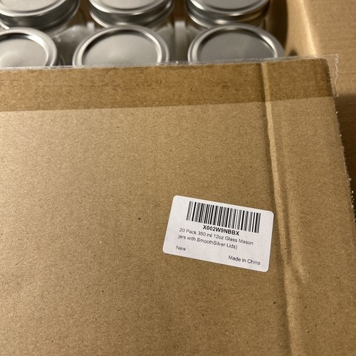 20 Pack 350 ml 12 oz Glass Mason Jars With Smooth Silver Lids - Picture 6 of 7