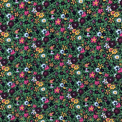 New Stretchy Jersey Knit Dress Fabric 2.33 yds Sm Yellow Pink Flowers on Green - Picture 11 of 11