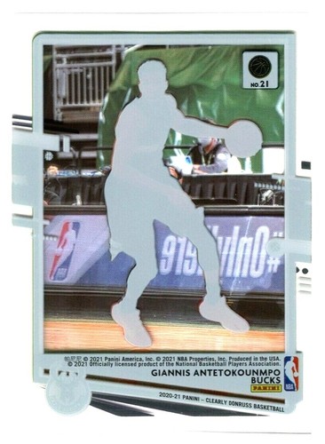 Giannis Antetokounmpo 2020-21 Panini Clearly Donruss #21 Púrpura SP Bucks - Imagen 2 de 2