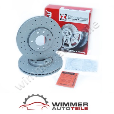 2x ORIGINAL ZIMMERMANN SPORT BREMSSCHEIBEN gelocht beschichtet vorne Ø 296 mm