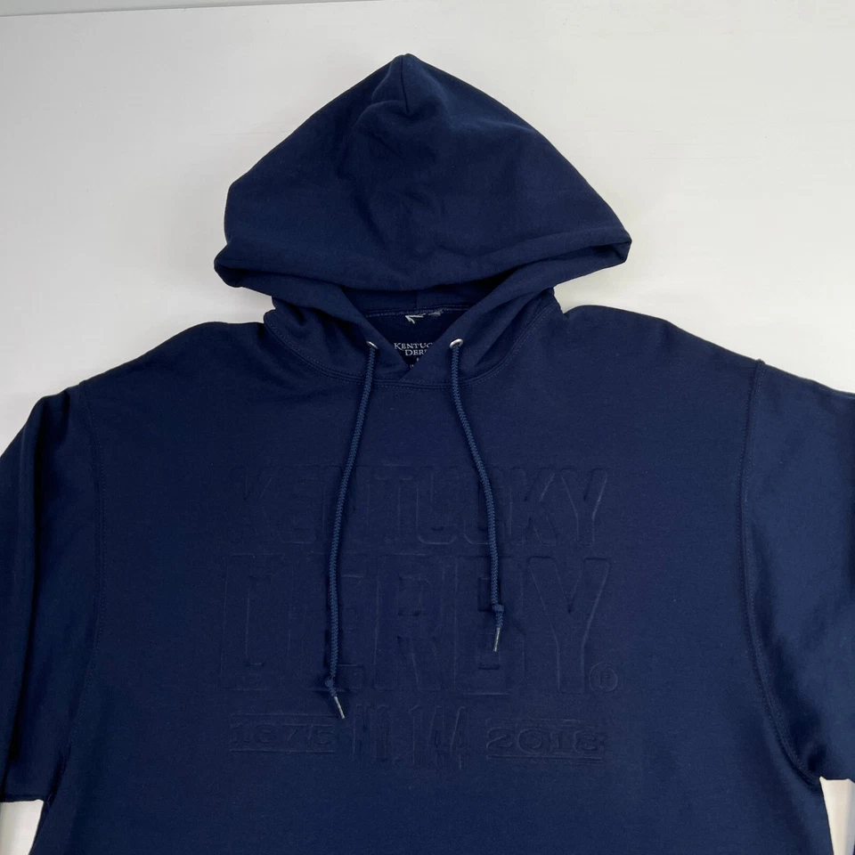 Sudadera con Capucha Kentucky Derby Hombres Grande 144 Carrera de Caballos 2018 Sudadera Azul Marino Hype Core Go Foto 3 de 4