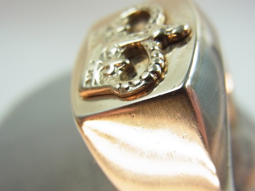 Schöner massiver Siegelring Silber und 585 Gelbgold mit Königskrone Handarbeit - Bild 7 von 10