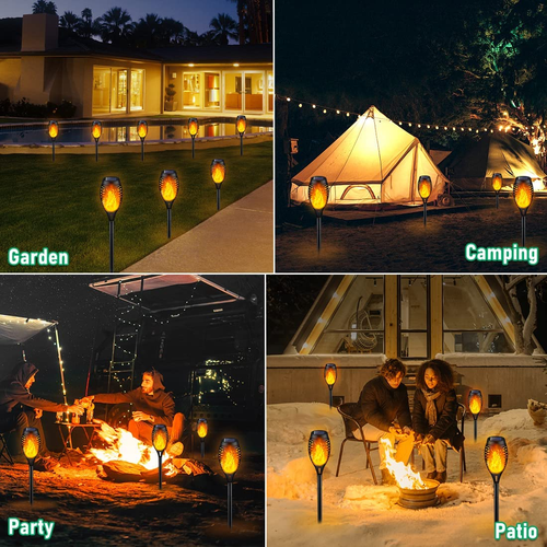 Solar Lights Outdoor, Solar Torch Light with Flickering Flame for Garden Decor, - Picture 2 of 6