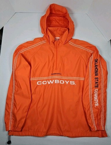 Oklahoma State Cowboys OSU Mens Large Football 1/4 Zip Hooded Windbreaker NCAA - Picture 1 of 15