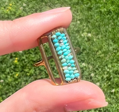 Turquoise Bead Abacus Ring – Aureus + Argent | Roost Overstock – Brass, Boho - Picture 3 of 4