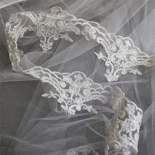 Vintage Style Alencon Bridal Lace Trim Ivory Bridal Mesh Lace Trim 2 Yards - Bild 9 von 10