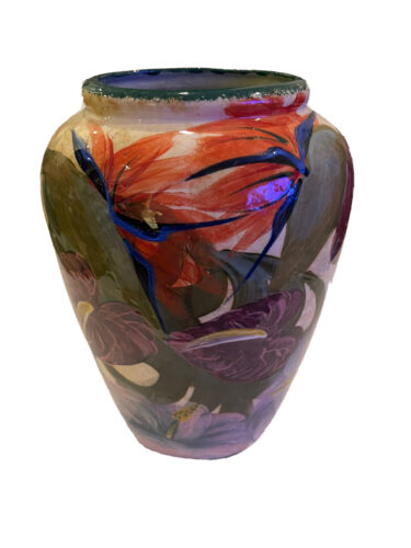 Lesal Ceramics Vase California Pottery Hand Painted 11” Floral Oval Hawaiian - Picture 3 of 10