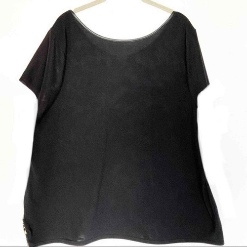Lane Bryant Sequin Top Women's Size 22 24 Black Short Sleeve Sheer Pullover - Picture 2 of 6