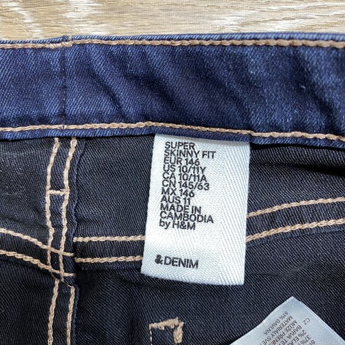&DENIM Skinny Leg Low Rise Dark Wash Blue Denim Jeans Women's Size 10-11Y - Picture 7 of 11