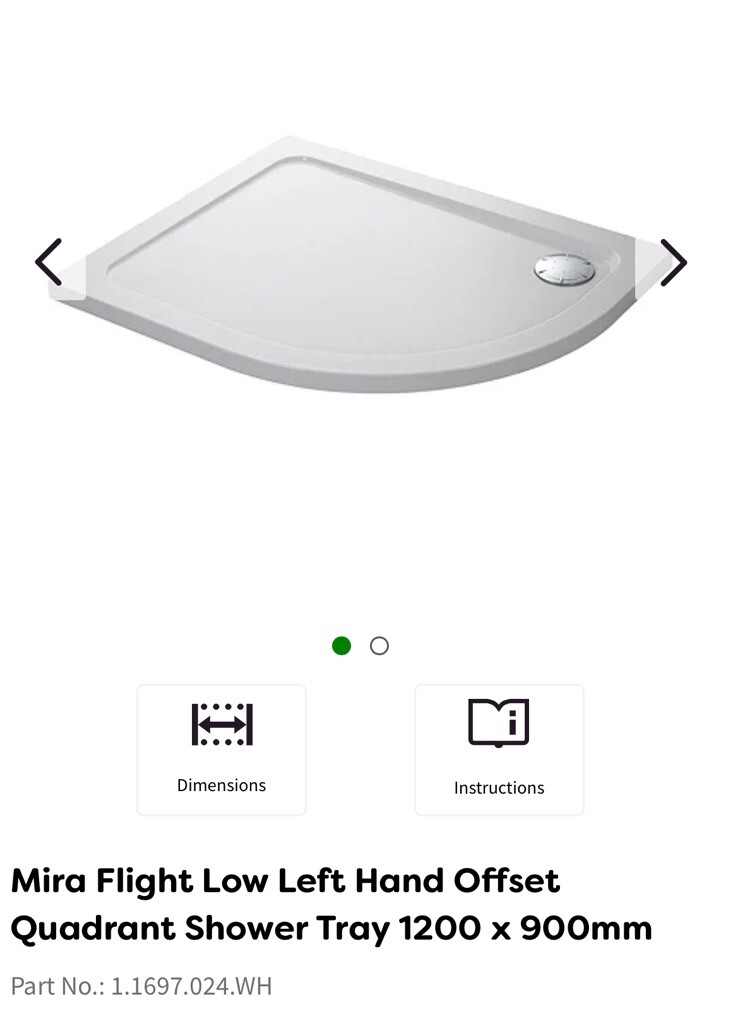 Mira Flight Low Quad Shower tray 1200 X 900 Left Hand 0 Upstands - 1.1697.024.WH
