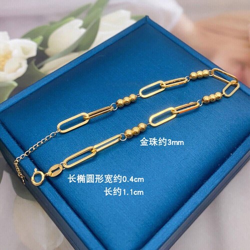 Brazalete de eslabones de cuentas cuadradas Rolo O de cadena de oro amarillo puro Au750 de 6,3-7,5 pulgadas - Imagen 3 de 6