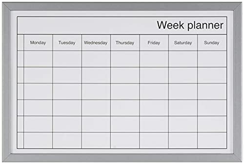 KAV Dry Wipe Week Planner Board with Pen - Stylish Wood Effect Frame Whiteboard - Afbeelding 1 van 1