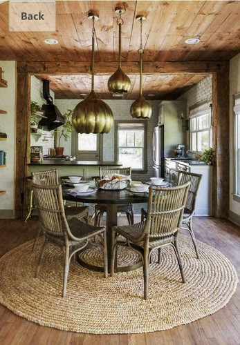 Jute Round Rug Reversible Braided Area Rag Rug Hardwood Floors Woven Fabric - Picture 5 of 12