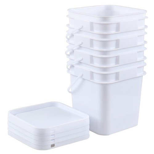 4-Pack 3 Gallon Square Food Grade Plastic Bucket Pail with Sealed Lid and Handle - Picture 11 of 11