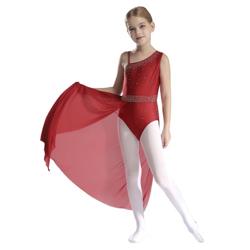 Kids Girls Latin Dance Costume High-Low Skirts Modern Contemporary Lyrical Dress - Picture 4 of 53