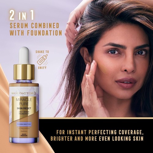 MAX FACTOR MIRACLE PURE SKIN RESET 2 IN 1 SERUM FOUNDATION 30 ml - CHOOSE SHADE - Picture 3 of 23