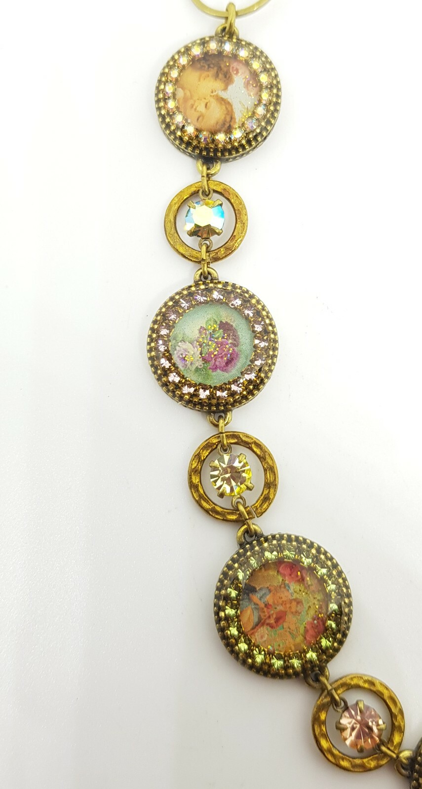 Necklace Michal NEGRIN Swarovski Crystals enamel flowers angels Made in Israel Popularne tanie
