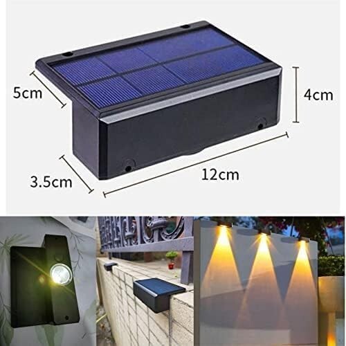 Solar Deck Lights Outdoor 4 Pack Solar Fence Lights Warm White Solar Wall Light - Picture 5 of 7
