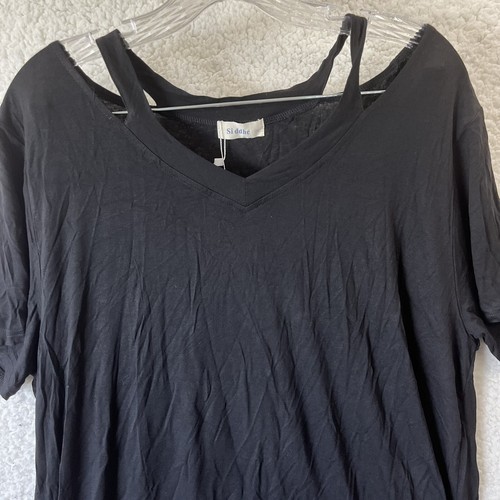 Siddhe Tee T-Shirt Cut Out Shoulders Grey Tunic Length Womens Plus Size 2XL NWT - Picture 2 of 12